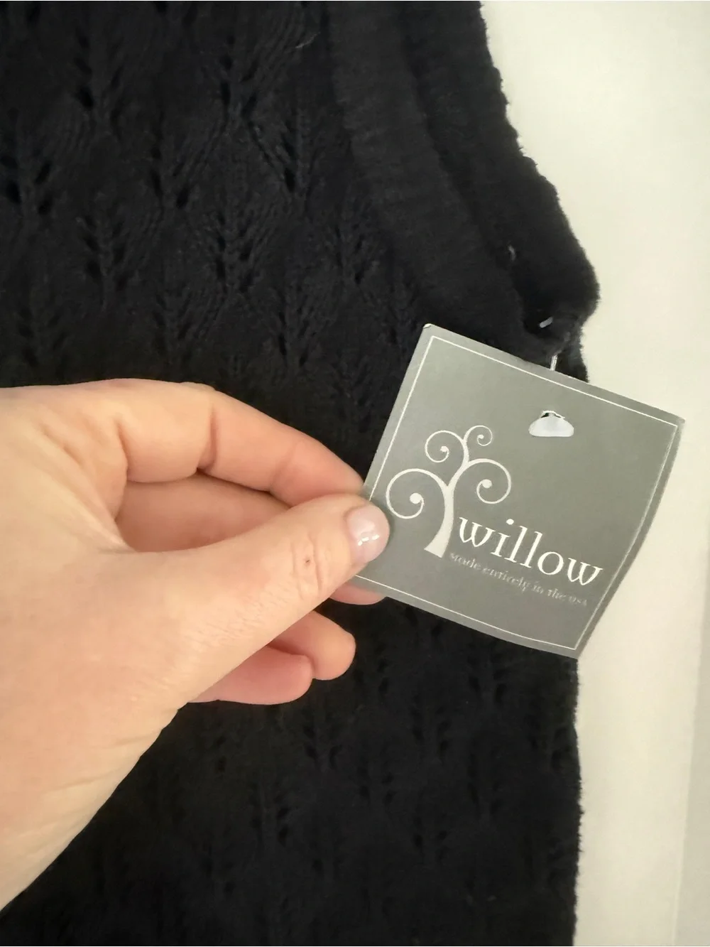 Vintage 90s Willow Black Cotton Pointelle Knit Sweater Vest Dark Academia S NWT